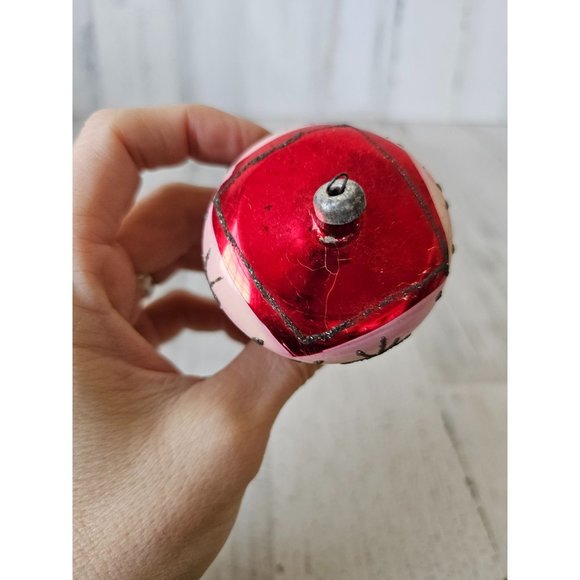 Antique Italy topper glass ornament red metallic glitter unique Xmas tree - Picture 7 of 10